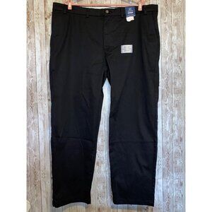 Men's George Flat Front Chino Black Dress Pants Straight Leg Size 44" x 30"